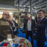 Marko Weiselowski, Vorstand Netzwerk Logistik Mitteldeutschland, Dr. Randy Kurz, biosaxony, Klaus-Dieter Bugiel, Geschäftsstellenleiter Netzwerk Logistik Mitteldeutschland und Dr, Jens Katzek, geschäftsführer Automobil Cluster Ostdeutschland GmbH im Gespräch (v.l.); Foto Andreas Reichelt